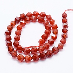 Carnelian Natural Carnelian Beads Strands, Dyed & Heated, Faceted, Oval, 7.5~8x6.5~7mm, Hole: 1mm, about 48pcs/strand, 15.1 inch