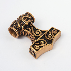 Antique Golden Thor's Hammer 316L Surgical Stainless Steel Pendants, Antique Golden, 46x39x15mm, Hole: 9mm