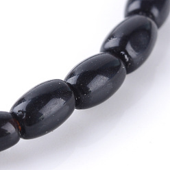 Obsidian Natural Obsidian Bead Strands, Rice, 8x5~6mm, Hole: 0.8mm, about 50pcs/strand, 15.7 inch