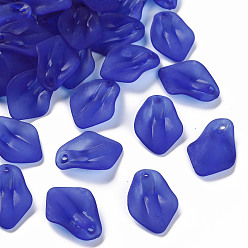 Royal Blue Transparent Frosted Acrylic Pendants, Petaline, Royal Blue, 24x17x4mm, Hole: 1.8mm