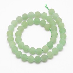 Green Aventurine Frosted Round Natural Green Aventurine Beads Strands, 4mm, Hole: 1mm, about 95pcs/strand, 15.5 inch