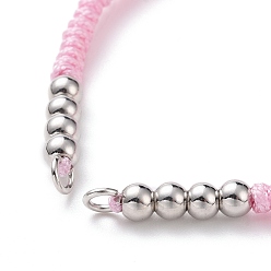 Бледно-Розовый Плетеные браслеты из бисера из нейлонового шнура, с латунной бисера, долговечный, Реальная платина, розовый жемчуг, 10-1/4 дюйм ~ 11-5/8 дюйм (26~29.6 см)