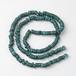 Cadet Blue Dyed Natural Coconut Disc Bead Strands, Cadet Blue, 9x2~6mm, Hole: 3mm, about 108pcs/strand, 15.7 inch
