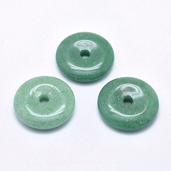 Green Aventurine Natural Green Aventurine  Pendants, Donut/Pi Disc, Donut Width: 17mm, 40x8mm, Hole: 6mm