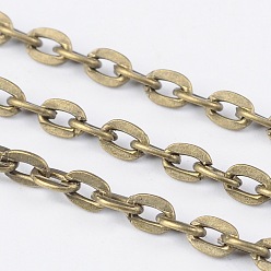 Antique Bronze Iron Cable Chains, Unwelded, with Spool, Flat Oval, Cadmium Free & Nickel Free & Lead Free, Antique Bronze, 4x2.7x0.7mm, about 328.08 Feet(100m)/roll