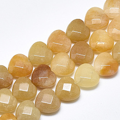 Topaz Jade Natural Topaz Jade Beads Strands, Faceted, Heart, 14.5~15x15~15.5x7~8mm, Hole: 1.2mm, about 14pcs/strand, 7.6 inch