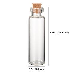 Clear Glass Jar Glass Bottle for Bead Containers, with Cork Stopper, Wishing Bottle, Clear, 60x16mm, Bottleneck: 10mm in diameter, Capacity: 8ml(0.27 fl. oz)