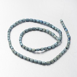 Mixed Color Electroplate Non-magnetic Synthetic Hematite Bead Strands, Frosted, Cuboid, Mixed Color, 5x3mm, Hole: 1mm, about 87pcs/strand, 15.7 inch