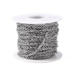 Stainless Steel Color 304 Stainless Steel Cable Chains, Soldered, with Spool, Flat Oval, Stainless Steel Color, 2.5x2x0.5mm, about 82.02 Feet(25m)/roll