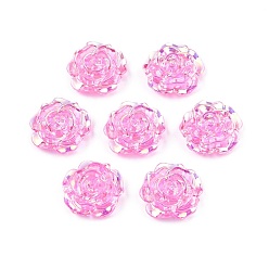 Ярко-Розовый Прозрачные кабошоны из абс-пластика, цветок, ярко-розовый, 19.5x7.5 мм