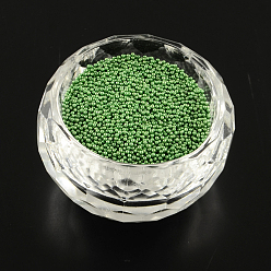 Vert Mer Moyen Plaqué Couleur bricolage nail art 3d décoration de mini perles de verre, minuscules perles de clou de caviar, vert de mer moyen, 0.6~0.8 mm, sur 450 g / sac