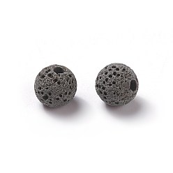 Gray Unwaxed Natural Lava Rock Beads, for Perfume Essential Oil Beads, Aromatherapy Beads, Dyed, Round, Gray, 8.5mm, Hole: 1.5~2mm