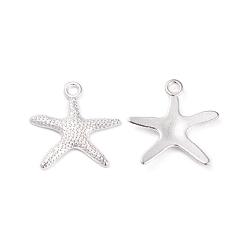 Silver Tibetan Style Alloy Pendants, Cadmium Free & Lead Free, Starfish/Sea Stars, Silver, 19.5x19x2mm, hole: 2mm.