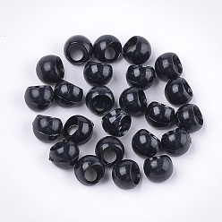Black Opaque AS Plastic Charms, Suzumaru Beads, Round, Black, 10x9.5x9mm, Hole: 4mm, about 1600pcs/500g