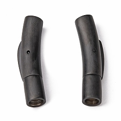 Matte Gunmetal Color 304 Stainless Steel Bayonet Clasps, Column, Matte Gunmetal Color, 28~30x7x6mm, Hole: 4mm