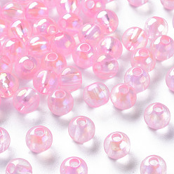 Бледно-Розовый Прозрачные акриловые бусины, с покрытием AB цвета, круглые, розовый жемчуг, 6x5 мм, отверстие : 1.8 мм, Около 4400 шт / 500 г