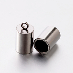 Stainless Steel Color 201 Stainless Steel Cord Ends, End Caps, Stainless Steel Color, 12x8mm, Hole: 2.5mm, 7mm inner diameter