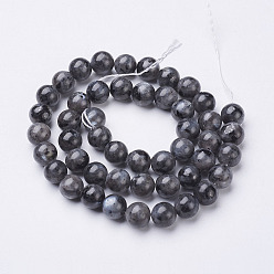 Larvikite Natural Larvikite Beads Strands, Round, about 8mm, Hole: 1mm, about 47~49pcs/strand, 15.5 inch