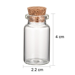 Clear Glass Jar Glass Bottles, with Cork Stopper, Wishing Bottle, Bead Containers, Clear, 40x22mm, Inner Diameter: 13mm, Capacity: 10ml(0.34 fl. oz), Bottleneck: 15mm in diameter