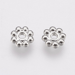 Platinum Alloy Daisy Spacer Beads, Flower, Platinum, 5x1.5mm, Hole: 1.8mm