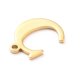 Letter C Vacuum Plating  304 Stainless Steel Charms, Laser Cut, Alphabet, Golden, Letter.C, 12.5x9.5x0.8mm, Hole: 1mm
