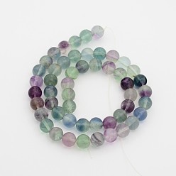Fluorite Natural Rainbow Fluorite Round Bead Strands, 14mm, Hole: 1mm, about 28pcs/strand, 15.7 inch