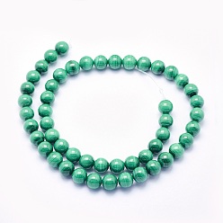 Malachite Natural Malachite Beads Strands, Round, 8mm, Hole: 1mm, about 49pcs/strand, 15.5 inch(39.5cm)