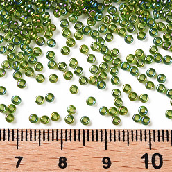 Yellow Green 12/0 Grade A Round Glass Seed Beads, Transparent Colours Rainbow, Yellow Green, 12/0, 2x1.5mm, Hole: 0.9mm, about 30000pcs/bag