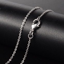 Платина Латуни ожерелья, Кабель цепи, с застежкой омар, платина, 17.72 дюйм, 1.5 мм