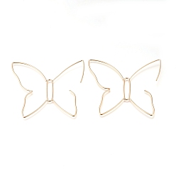 Golden Brass Dangle Earrings, Wire Wrapped Earrings, Butterfly, Golden, 61x59x1mm, Pin: 1mm