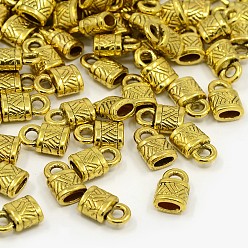 Antique Golden Tibetan Style Alloy Cord Ends, End Caps, Lock, Antique Golden, Lead Free & Cadmium Free & Nickel Free, 10x6.5x4.5mm, Hole: 2.5mm