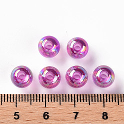 Violet Transparent Acrylic Beads, AB Color Plated, Round, Violet, 8x7mm, Hole: 2mm, about 1745pcs/500g