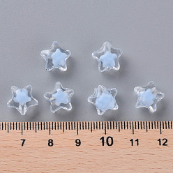 Cornflower Blue Transparent Acrylic Beads, Bead in Bead, Faceted, Star, Cornflower Blue, 10.5x11x7mm, Hole: 2mm, about 1280pcs/500g