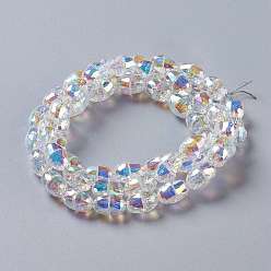 Clear AB Glass Imitation Austrian Crystal Beads, Faceted Half Oval, Clear AB, 8x6.5mm, Hole: 1mm