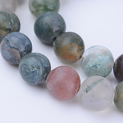 Indian Agate Natural Indian Agate Beads Strands, Frosted, Round, 8~8.5mm, Hole: 1mm, about 47pcs/strand, 15.5 inch