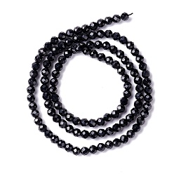 Noir Chapelets de perles en verre transparentes  , facette, ronde, noir, 3mm, Trou: 0.8mm, Environ 127~139 pcs/chapelet, 14.09~14.53 pouce (35.8~36.9 cm)