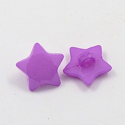 Medium Orchid Acrylic Shank Buttons, 1-Hole, Dyed, Faceted, Star, Medium Orchid, 16x3mm, Hole: 3mm