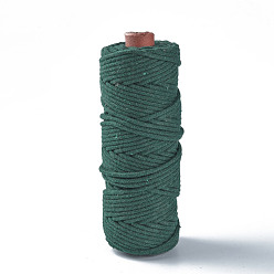 Dark Green Cotton String Threads, Macrame Cord, Decorative String Threads, for DIY Crafts, Gift Wrapping and Jewelry Making, Dark Green, 3mm, about 54.68 yards(50m)/roll