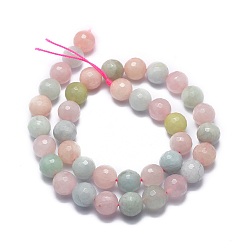Morganite Natural Morganite Beads Strands, Faceted, Round, 10mm, Hole: 1.2mm, about 40pcs/strand, 15.7 inch(40cm)