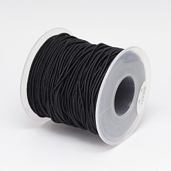 Black Round Elastic Cord Wrapped by Nylon Thread, Black, 0.8mm, about 54.68 yards(50m)/roll