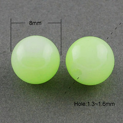 Pale Green Imitation Jade Glass Beads Strands, Spray Painted, Round, Pale Green, 8mm, Hole: 1.3~1.6mm, about 100pcs/strand, 31.4 inch