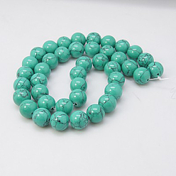Dark Turquoise Synthetic Turquoise Beads Strands, Dyed, Round, Dark Turquoise, 10mm, Hole: 1mm, about 40pcs/strand, 15.7
