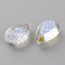 Crystal Shimmer Pendentifs en strass en verre gaufré, larme, facette, miroitement de cristal, 14x9x5mm, Trou: 1.4mm