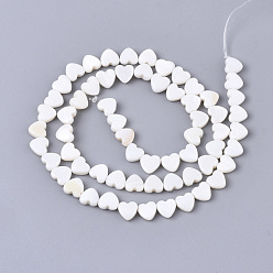 Ivoire Eau douce naturelle de coquillage perles brins, perles percées, cœur, blanc crème, 6x5.5x2.5mm, Trou: 0.7mm, Environ 62 pcs/chapelet, 14.57 pouce (37 cm)