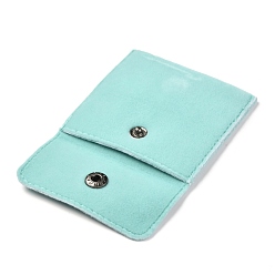 Turquoise Square Velvet Jewelry Bags, with Snap Fastener, Turquoise, 6.7~7.3x6.7~7.3x0.95cm