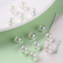 Clear Transparent Acrylic Beads, AB Color Plated, Round, Clear, 8x7mm, Hole: 2mm, about 1745pcs/500g