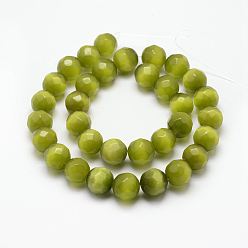 Mixed Color Cat Eye Beads Strands, Faceted, Round, Mixed Color, 8mm, Hole: 1mm, about 46pcs/strand, 13.5 inch(34.2cm)