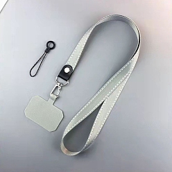 Gray Polyester Adjustable Detachable Polyester Neck Lanyard, with Plastic Pads & Alloy Findings Holder, Gray, 40cm