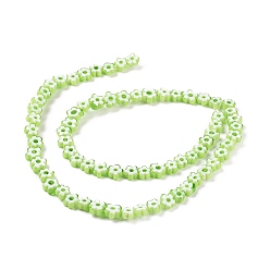 Light Green Handmade Millefiori Glass Bead Strands, Flower, Light Green, 3.7~5.6x2.6mm, Hole: 1mm, about 88~110pcs/Strand, 15.75''(40cm)