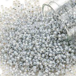 (2101) Silver Lined Grey Opal Toho perles de rocaille rondes, perles de rocaille japonais, (2101) opale grise doublée d'argent, 11/0, 2.2mm, Trou: 0.8mm, environ5555 pcs / 50 g